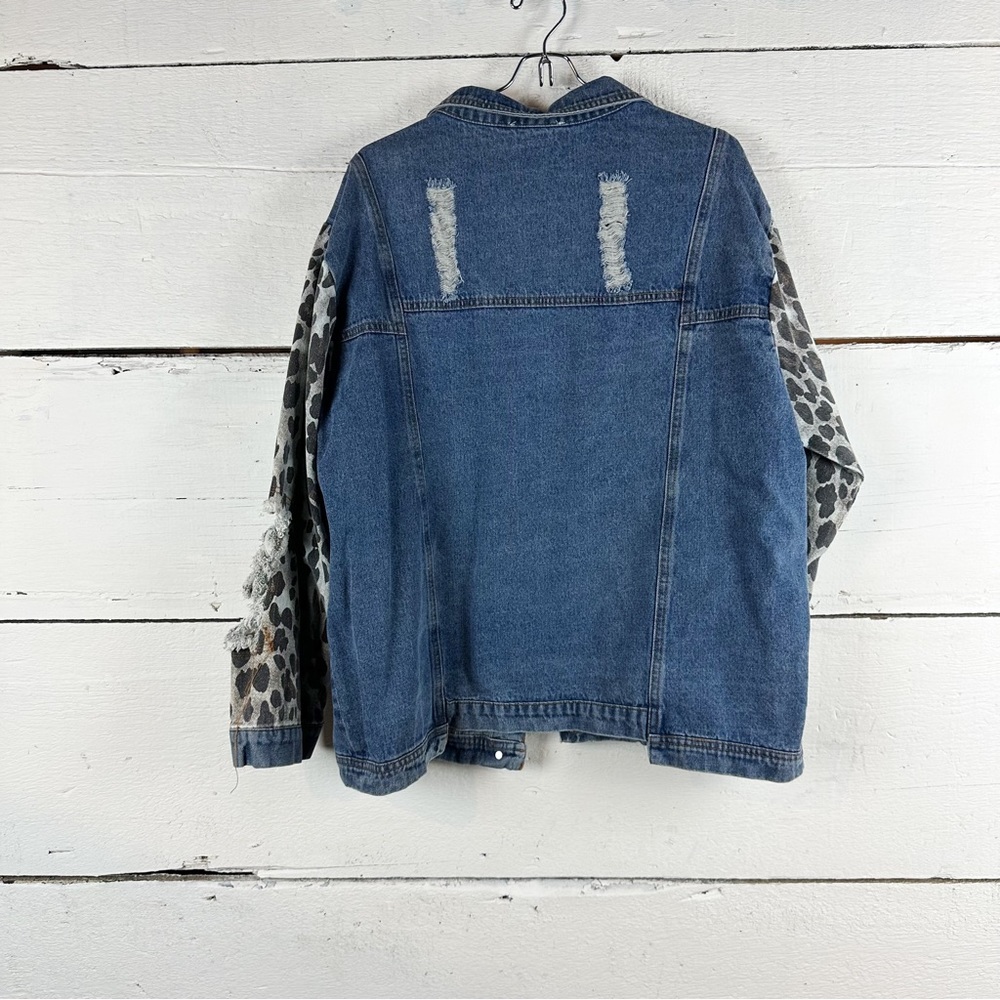 Leopard color block jean jacket country chic - Picture 6 of 6